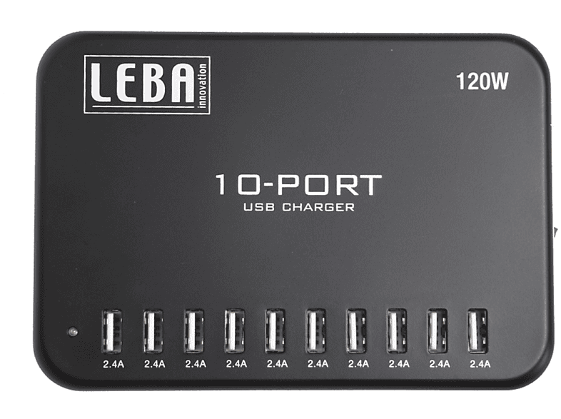 LEBA NoteCharge 10er Hub, USB Hub, Schwarz