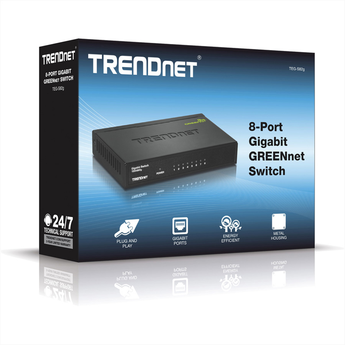 Gigabit TEG-S82g Switch Ethernet GREENnet 8-Port TRENDNET Switch Gigabit