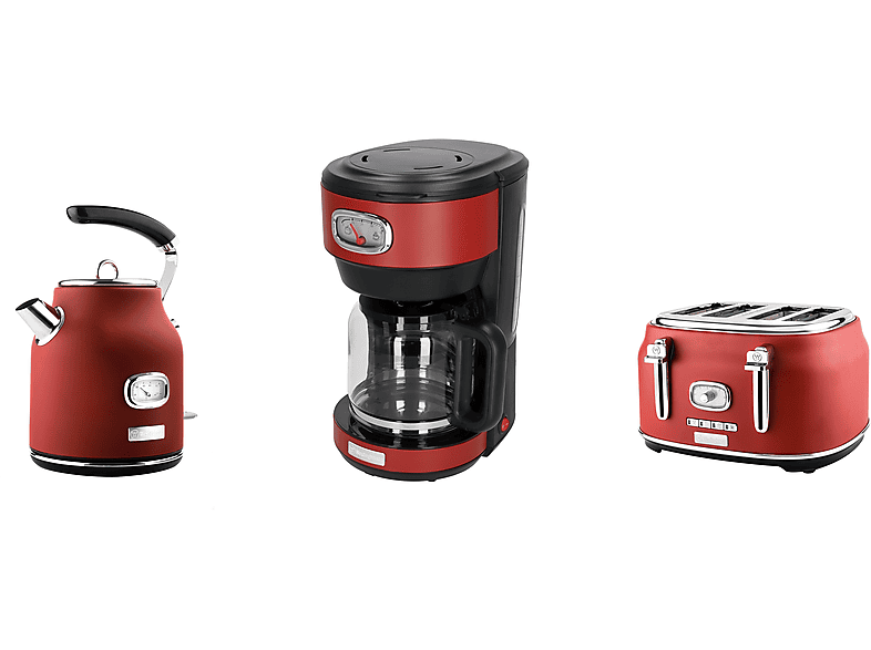 rot Wasserkocher Kaffeemaschine Watt, Schlitze: WESTINGHOUSE Toaster WES25 4) (1750 Set