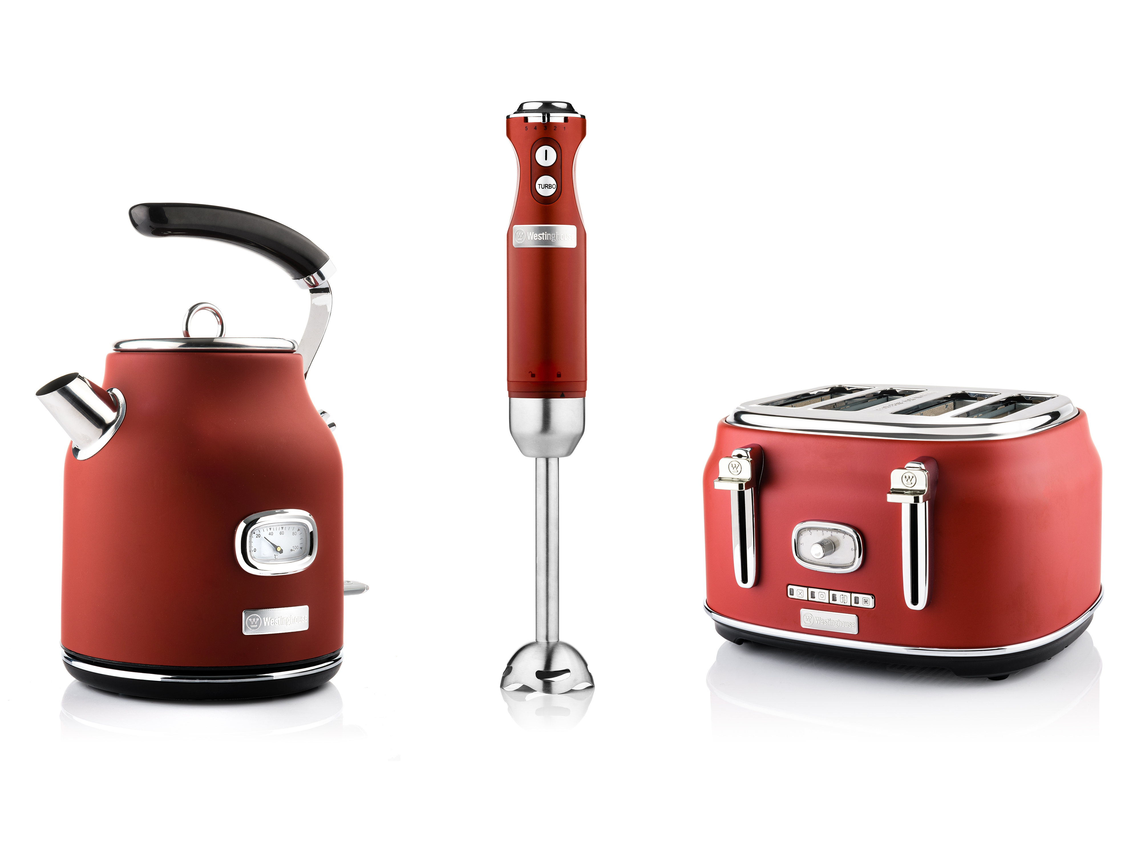 WESTINGHOUSE WES17 Wasserkocher Toaster rot Set 4) Schlitze: (1750 Watt, Mixer