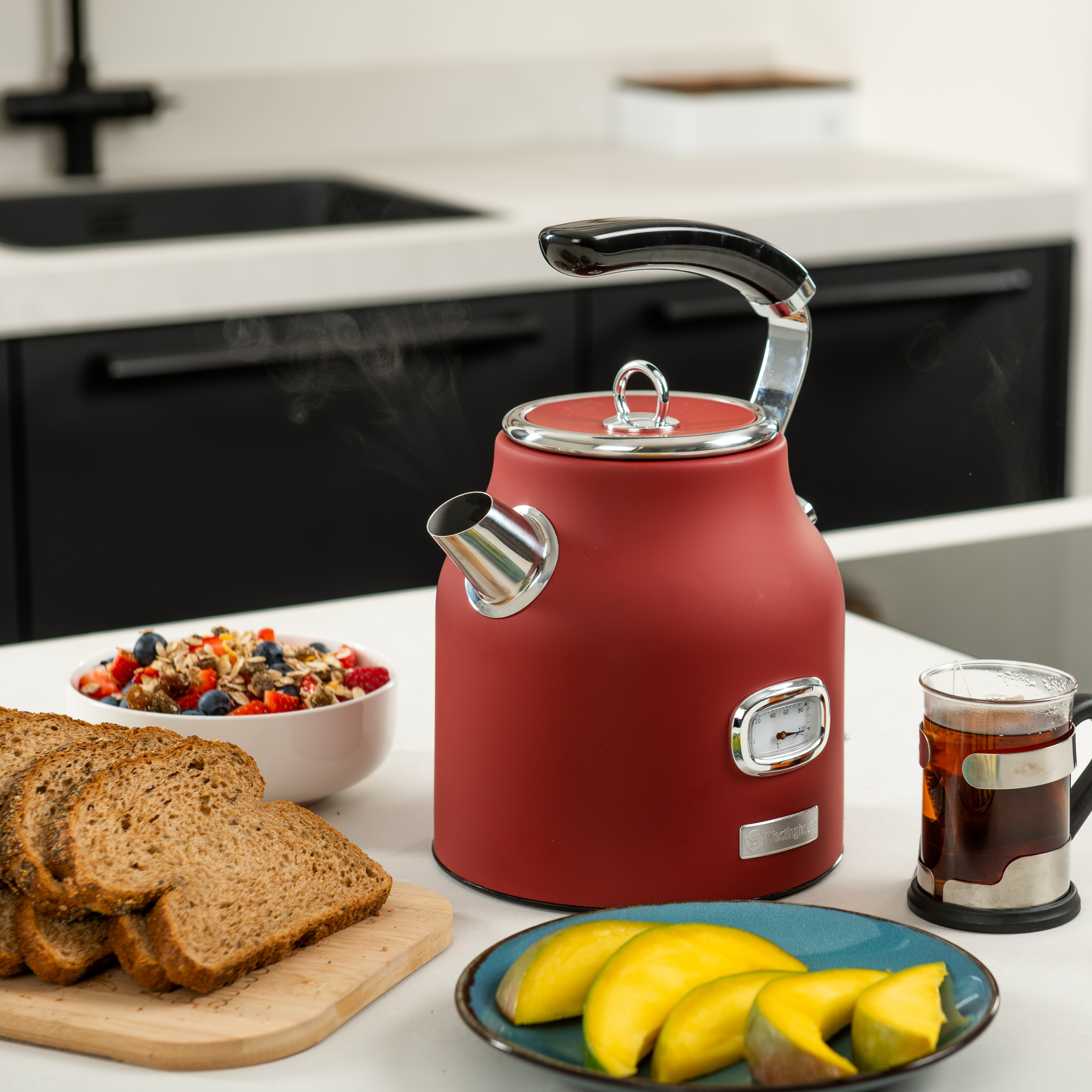 WESTINGHOUSE WES25 Wasserkocher Toaster Schlitze: Kaffeemaschine Watt, Set 4) (1750 rot