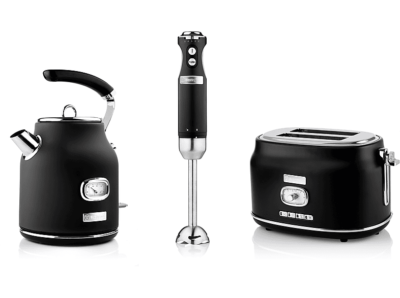 Watt, Toaster 2) Set Schlitze: WES13 WESTINGHOUSE schwarz Wasserkocher Mixer (815