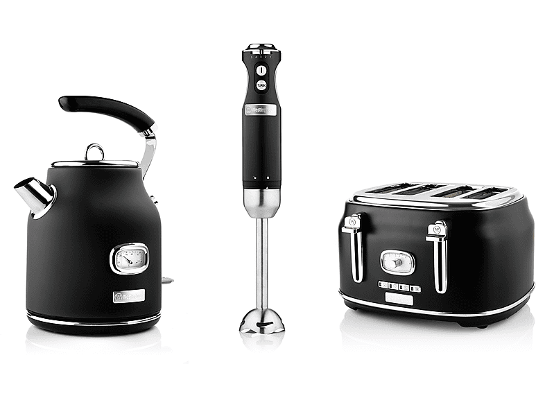WESTINGHOUSE WES16 Wasserkocher Toaster Mixer Set schwarz (1750 Watt, Schlitze: 4)