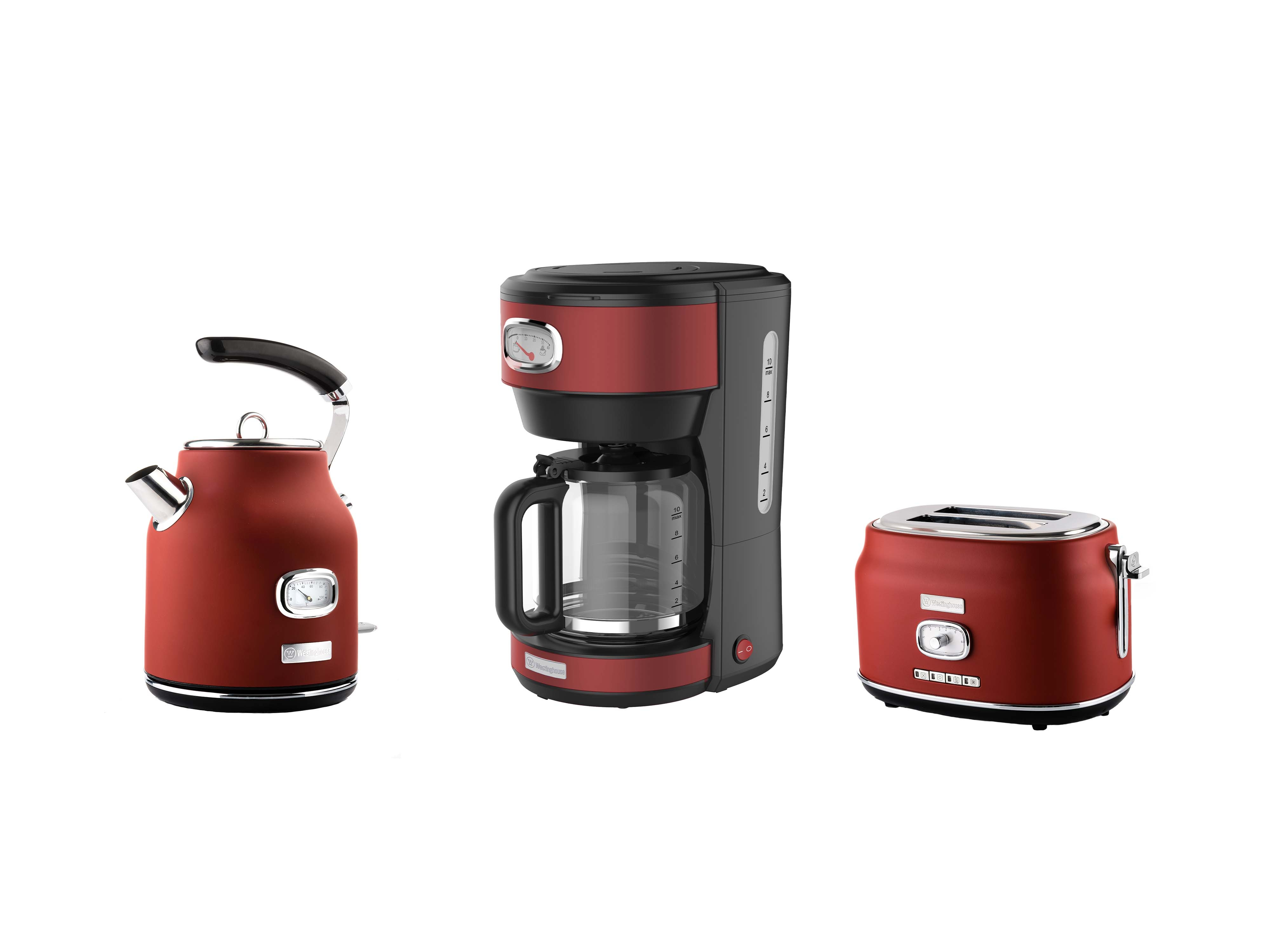 Toaster Kaffeemaschine 2) Wasserkocher Watt, Set rot WESTINGHOUSE Schlitze: (815 WES22