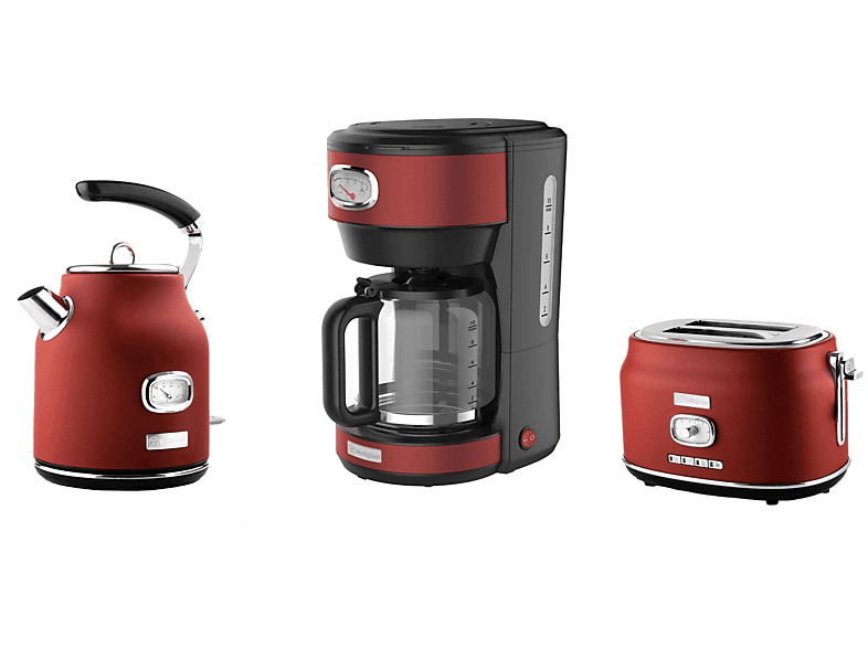 WESTINGHOUSE WES22 Wasserkocher Toaster Kaffeemaschine Set rot (815 Watt, Schlitze: 2)