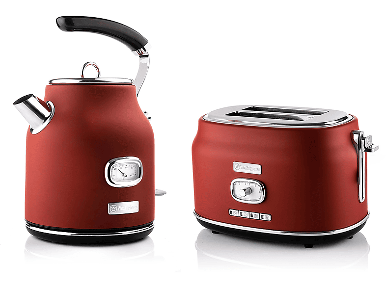 WESTINGHOUSE WES02 Wasserkocher Toaster Set rot (815 Watt, Schlitze: 2)