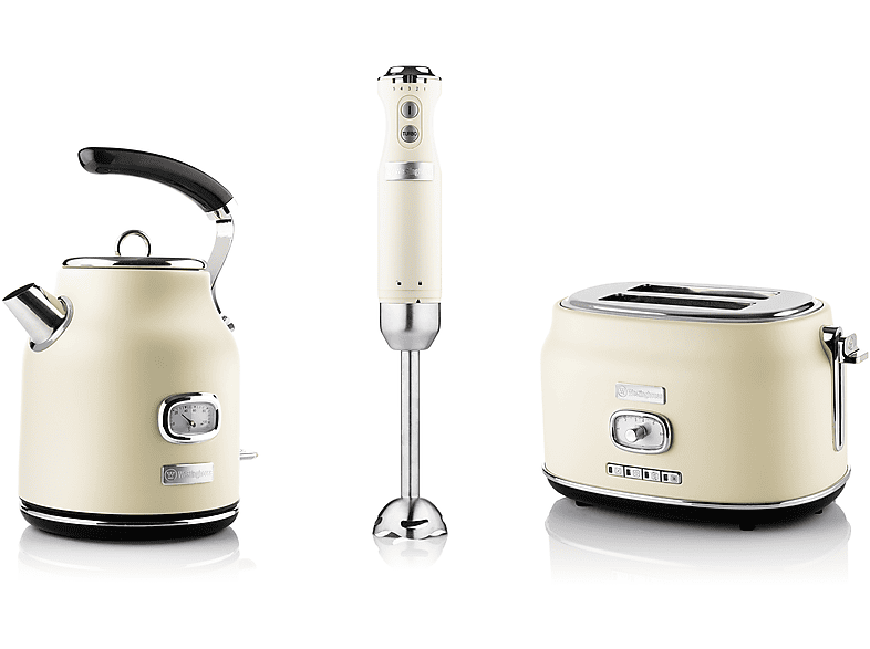 WESTINGHOUSE WES15 Wasserkocher Toaster Mixer Set cremeweiß (815 Watt, Schlitze: 2)