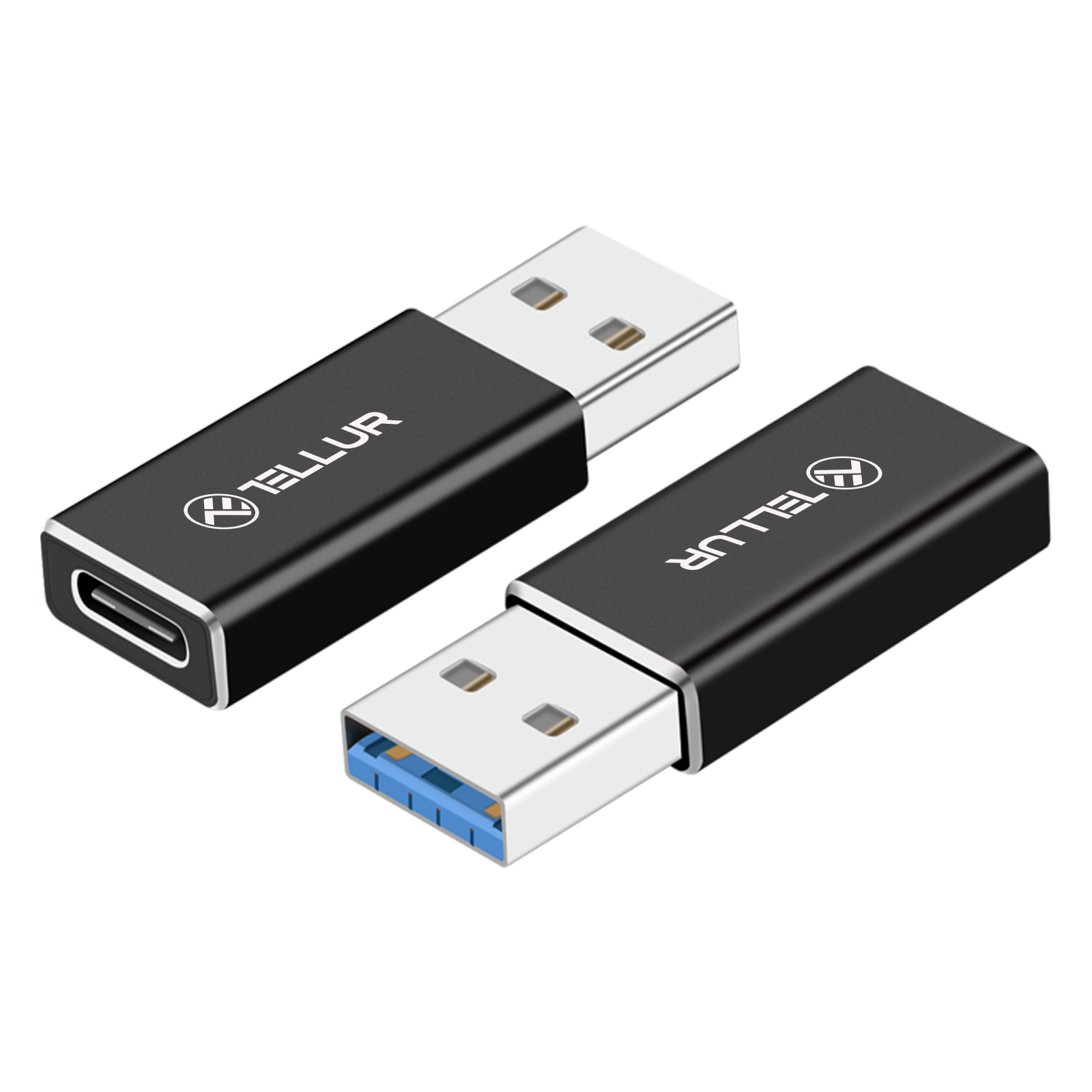 Black Adapter, USB-A-zu-USB-C TELLUR