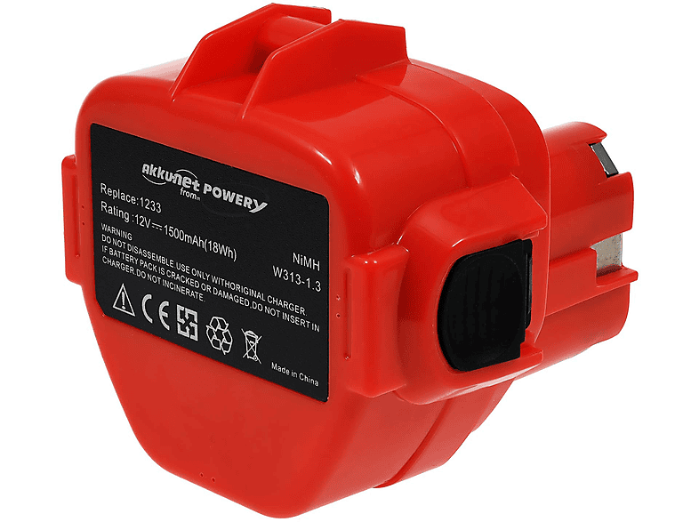 POWERY Akku für Makita Typ 1233 NiMH Akku, 12 Volt, 1500mAh