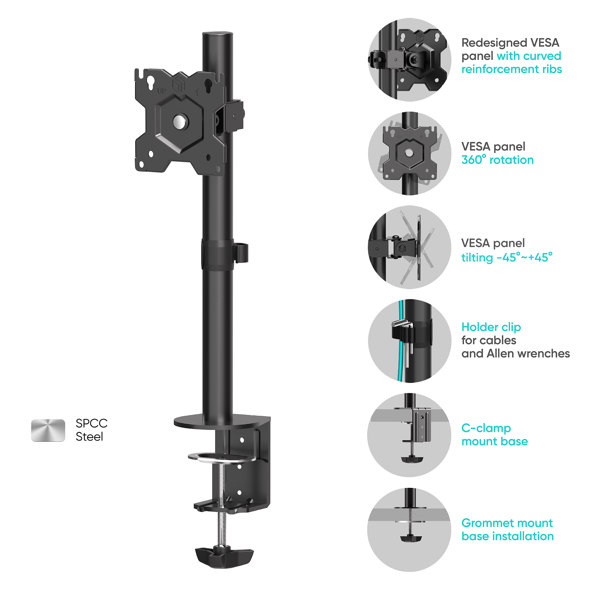 ONKRON Halterung, 75/100 13-34 VESA schwenkbar, Schwarz Zoll Monitor