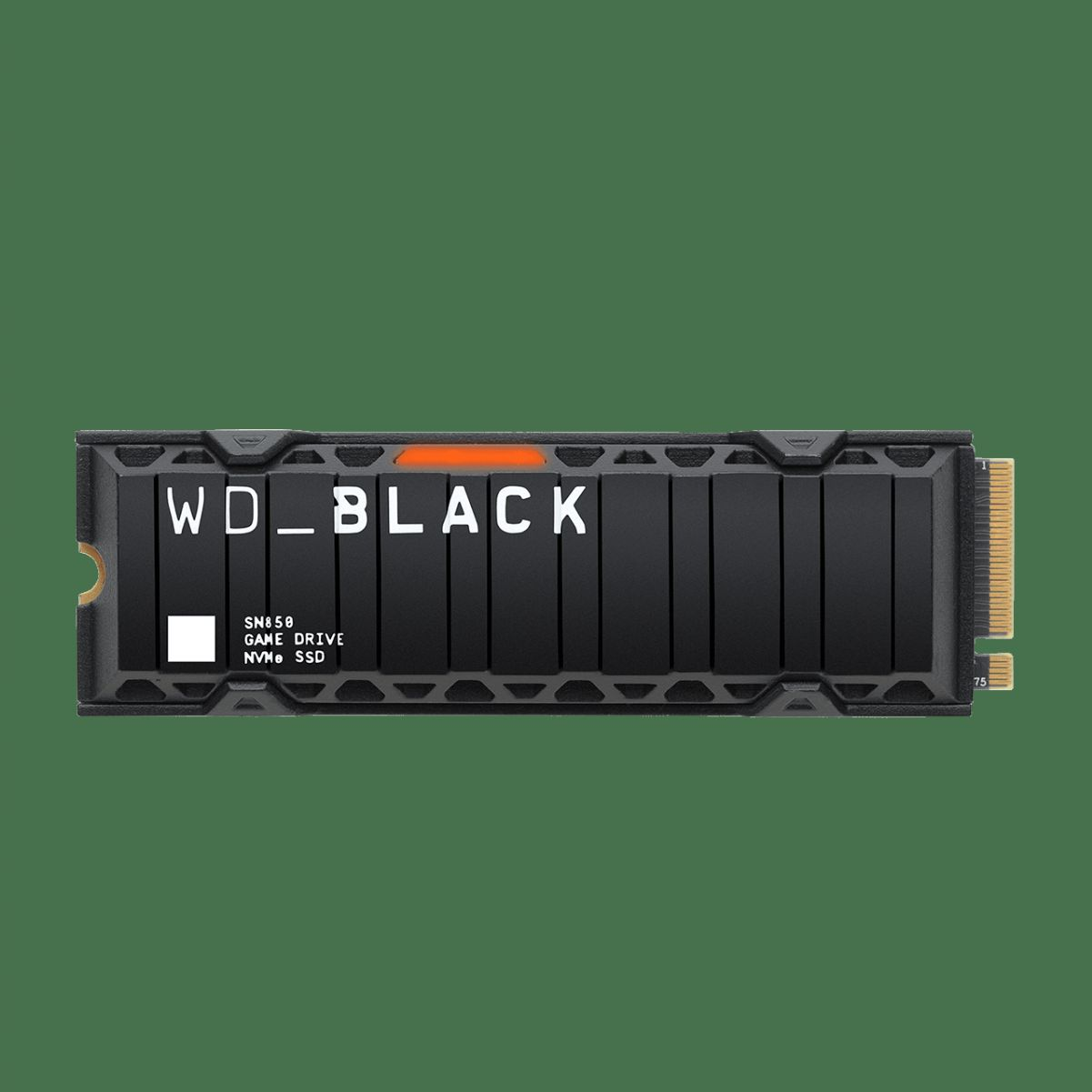 WD_BLACK SN850 game drive SSD in nero. Sfondo bianco.