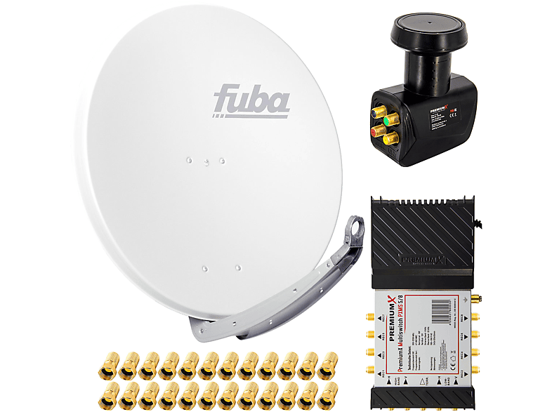 FUBA Satelliten-Komplettanlage DAA 850 W Antenne 5/8 Multiswitch LNB F-Stecker Sat Anlage (85 cm, Quattro LNB)
