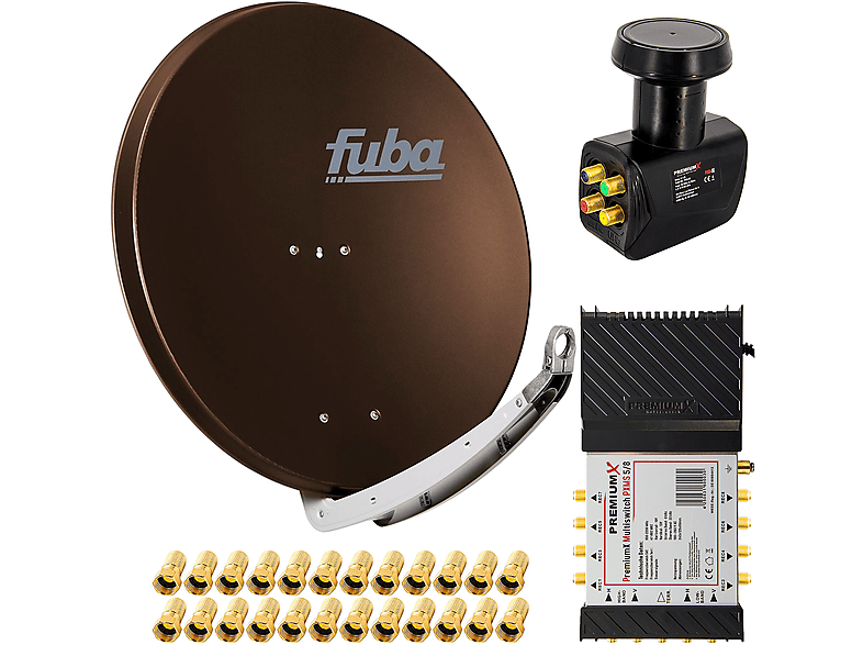 FUBA Satelliten-Komplettanlage DAA 850 B Antenne 5/8 Multiswitch LNB F-Stecker Sat Anlage (85 cm, Quattro LNB)