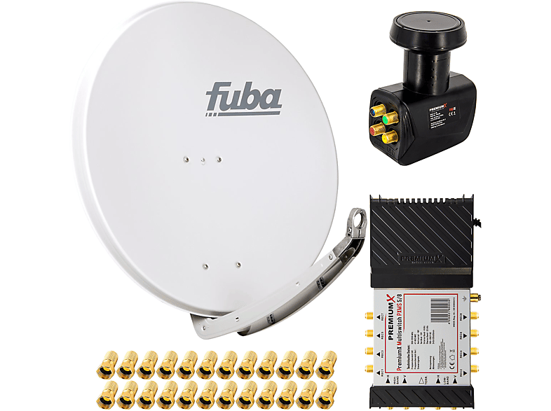 FUBA Satelliten-Komplettanlage DAA 850 G Antenne 5/8 Multiswitch LNB F-Stecker Sat Anlage (85 cm, Quattro LNB)
