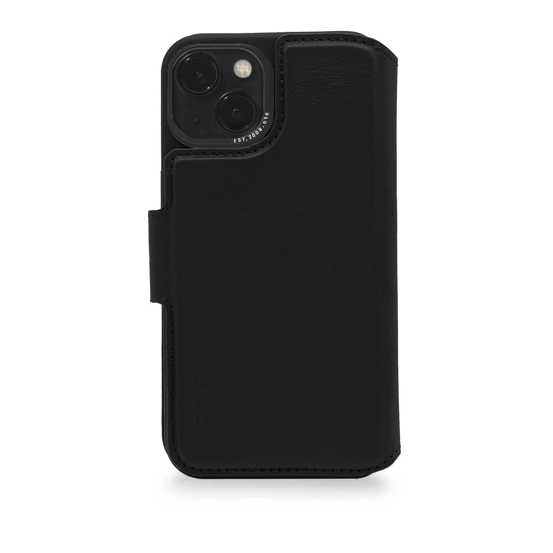 Black, Leather Black Plus, iPhone 14 DECODED Detachable Bookcover, Wallet Apple,