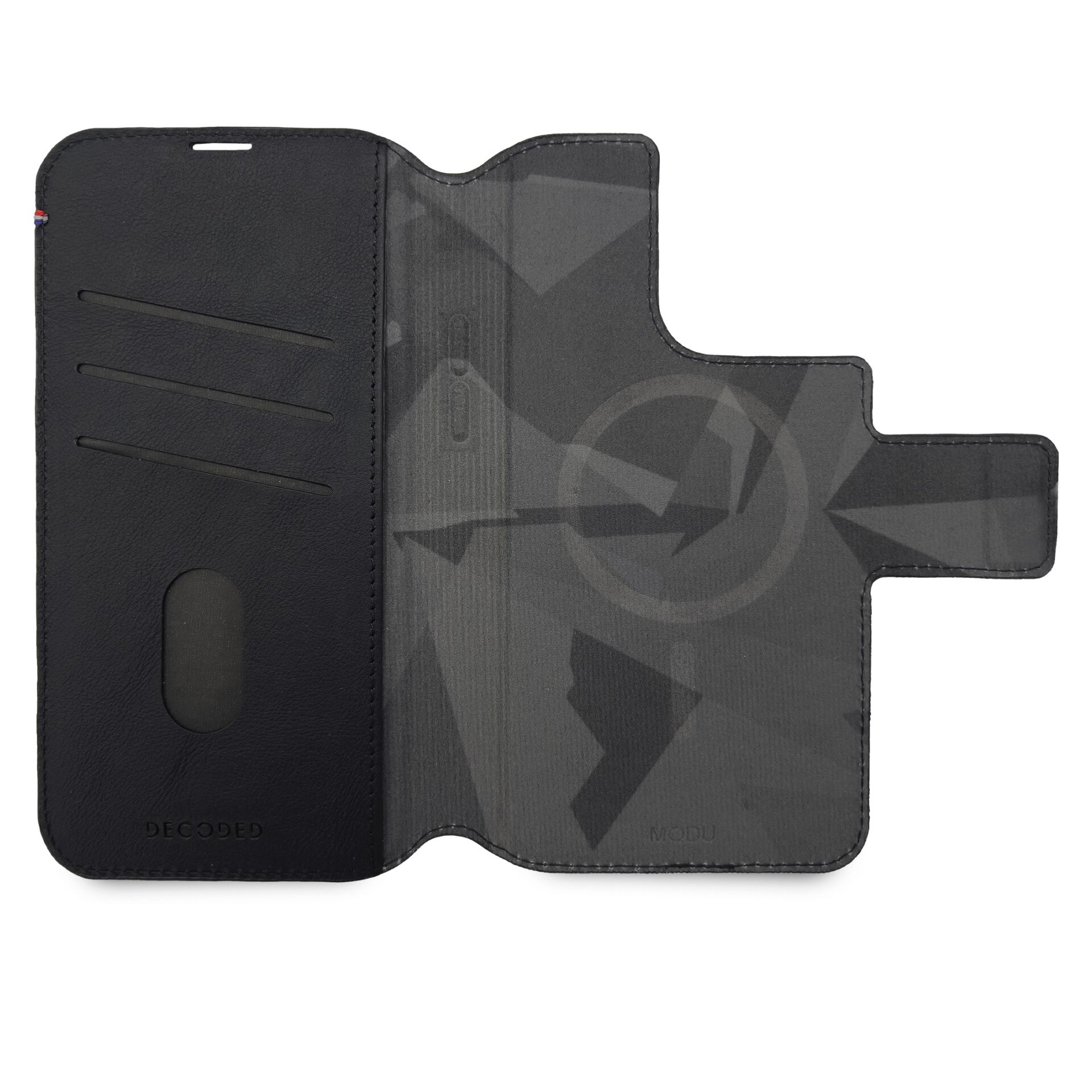 Modu Black Wallet Max, Pro 14 iPhone DECODED Black, Apple, Bookcover, Leather MagSafe