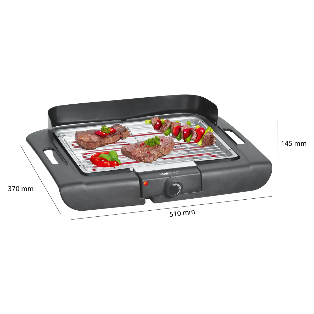 CLATRONIC BQ 3507 Elektrogrill, Schwarz (2000 Watt)