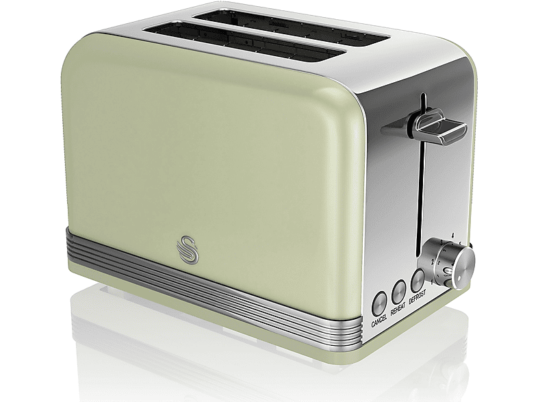 (800 Schlitze: Toaster ST19010GNEU Retro SWAN 2) Grün Watt,