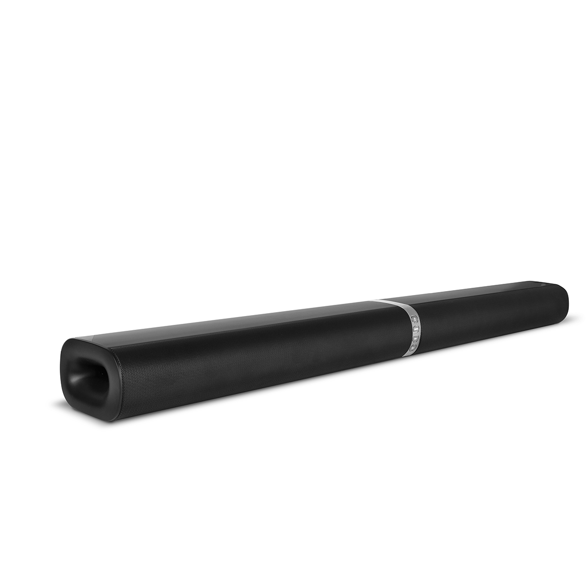 Barra de sonido negra sobre fondo blanco. Forma larga y rectangular.