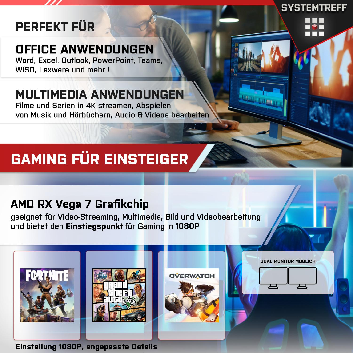 Ein Bildschirm mit Text über verschiedene Anwendungen, mit Personen, die im Hintergrund arbeiten.