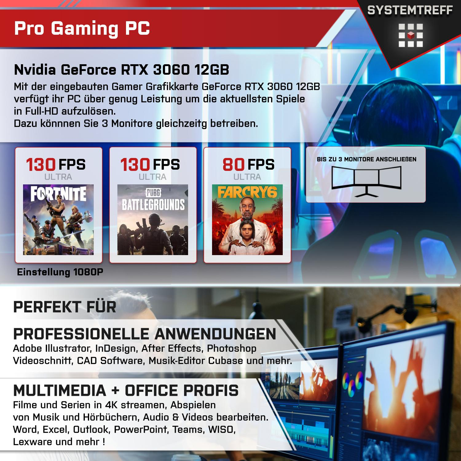 SYSTEMTREFF Gaming Komplett 1000 5700X RTX 3060 RAM, Ryzen PC Komplett Prozessor, GB GeForce 32 mit GDDR6, mSSD, Nvidia 12 12GB AMD 5700X, GB GB 7