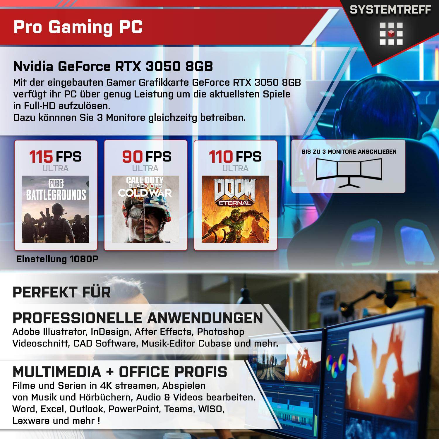 SYSTEMTREFF Gaming Intel PC 16 512 mit 11 Prozessor, Windows i7-11700, NVIDIA Pro, RAM, Core i7 Intel® 3050 GB GeForce mSSD, GB Core™ RTX™ Gaming