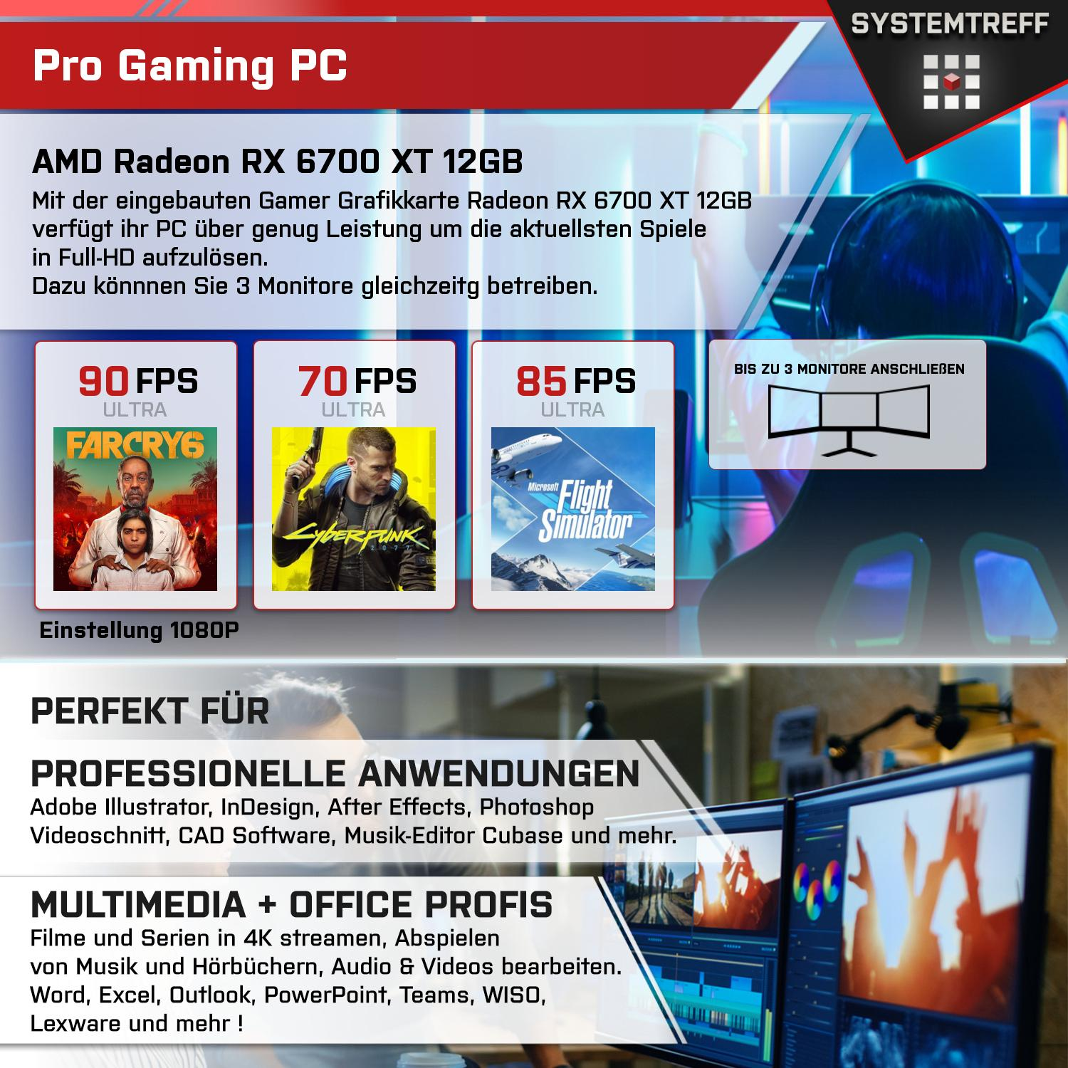 AMD 5 Komplett 512 Prozessor, 12GB RAM, SYSTEMTREFF mit 12 Ryzen Gaming GDDR6, mSSD, AMD PC 16 Radeon 5500, 6700 GB Komplett GB RX 5500 GB XT