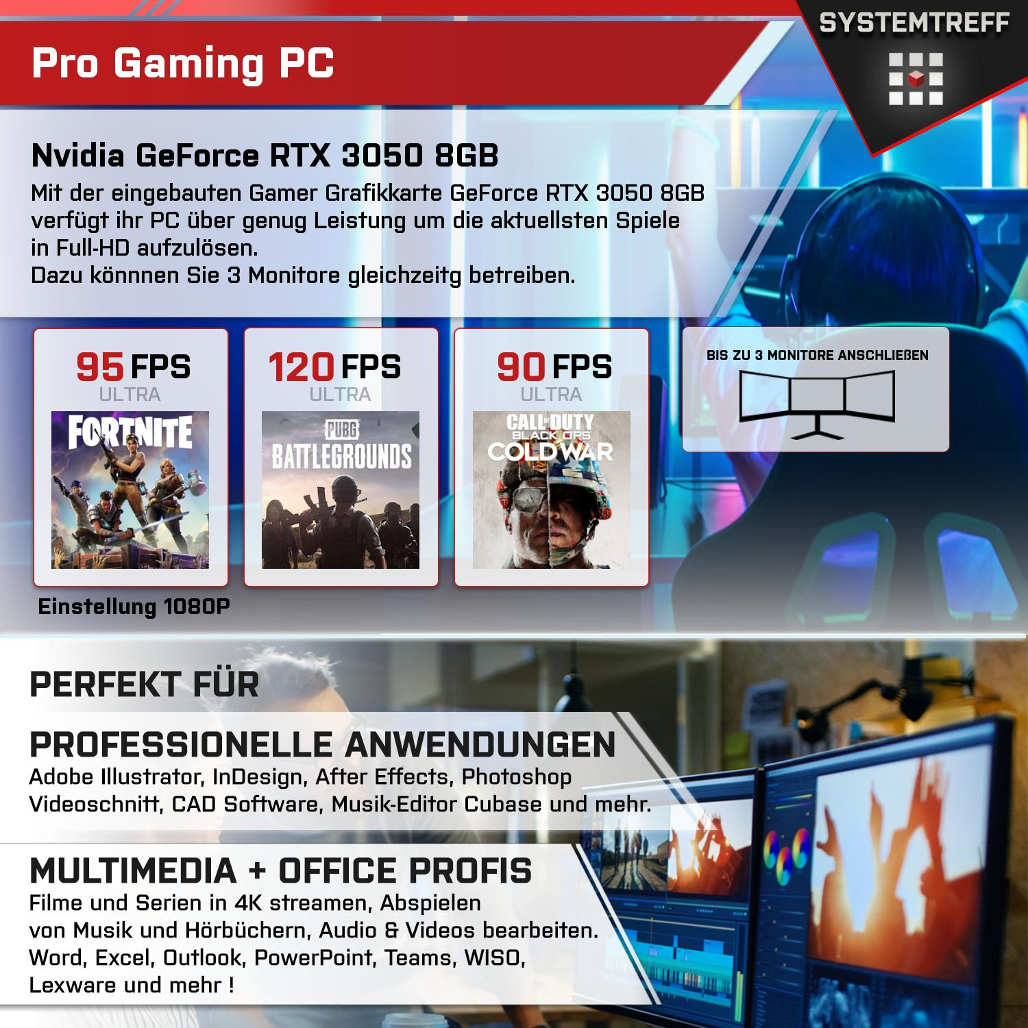 SYSTEMTREFF Gaming RAM, Intel® RTX™ i5-12400F, PC Pro, NVIDIA GB 512 mit 16 Windows i5 Gaming Core™ Intel Core 3050 mSSD, Prozessor, 11 GB GeForce