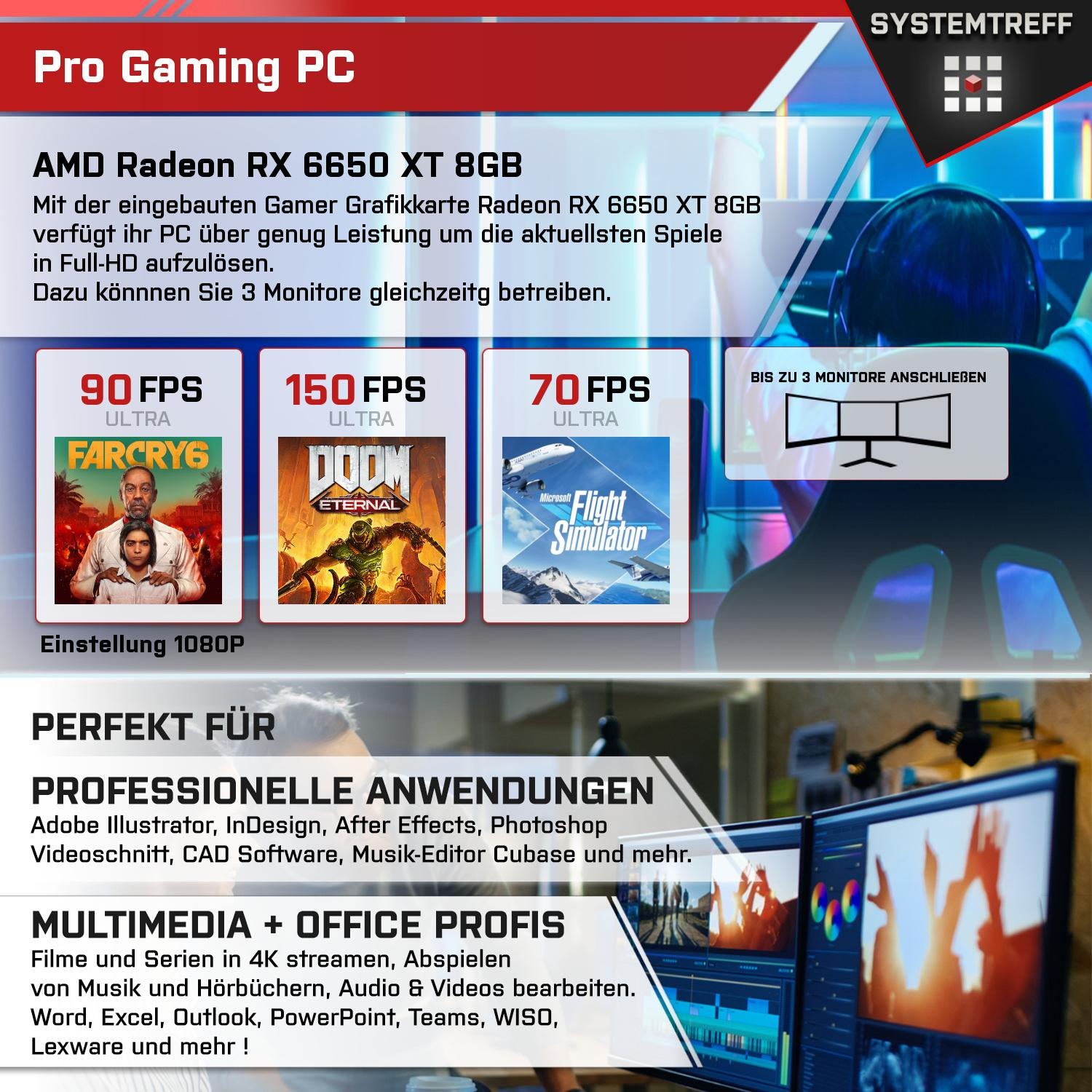 SYSTEMTREFF Gaming Komplett GB Core i5-12500 Intel 16 RAM, mit GB Prozessor, PC 1000 8 8GB XT Komplett i5-12500, AMD 6650 mSSD, GB RX Radeon GDDR6