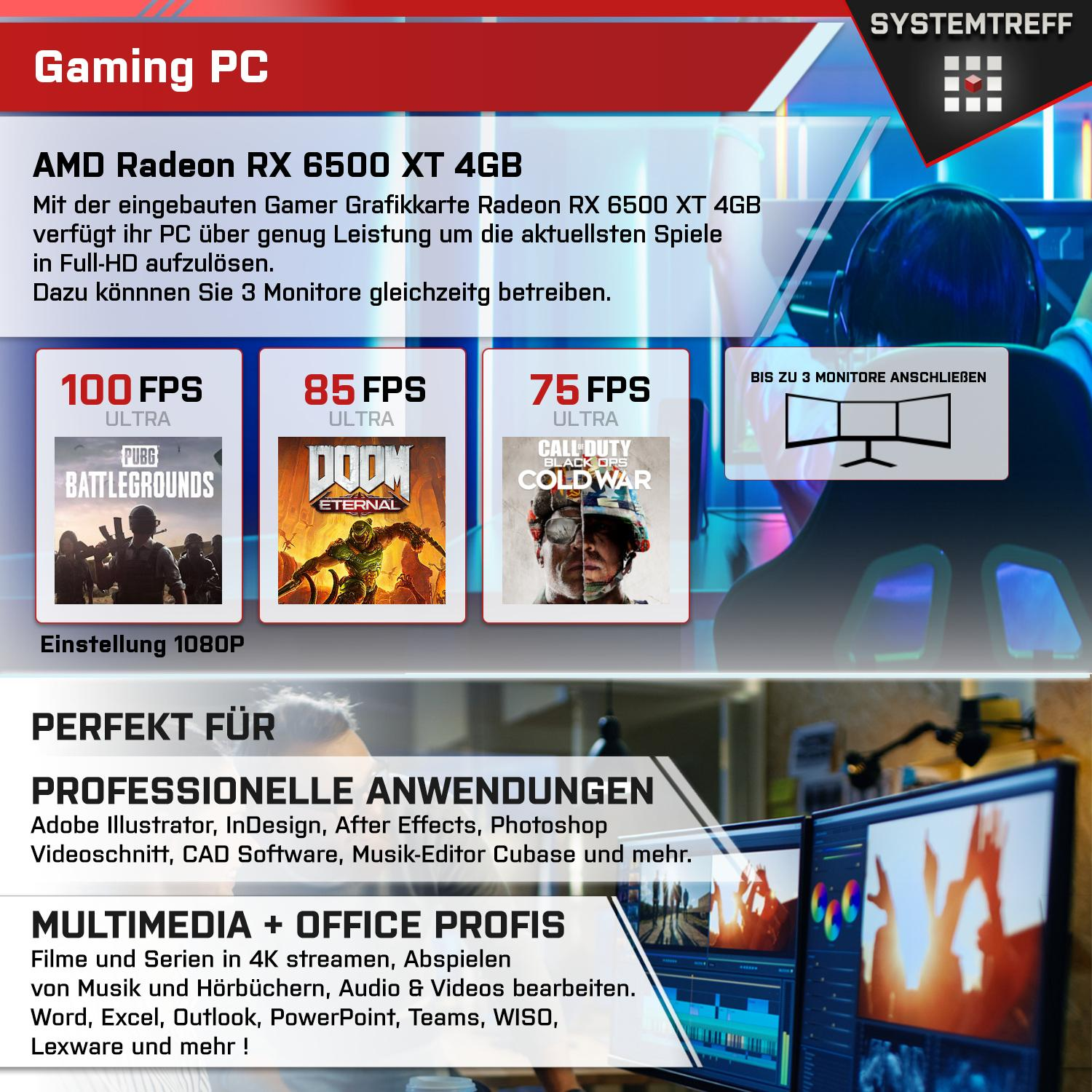 Gaming 4500, XT Pro, PC mit AMD 6500 Windows RAM, AMD 512 Ryzen RX Radeon™ 16 Gaming GB mSSD, SYSTEMTREFF GB Prozessor, 5 Ryzen™ 11 5 AMD