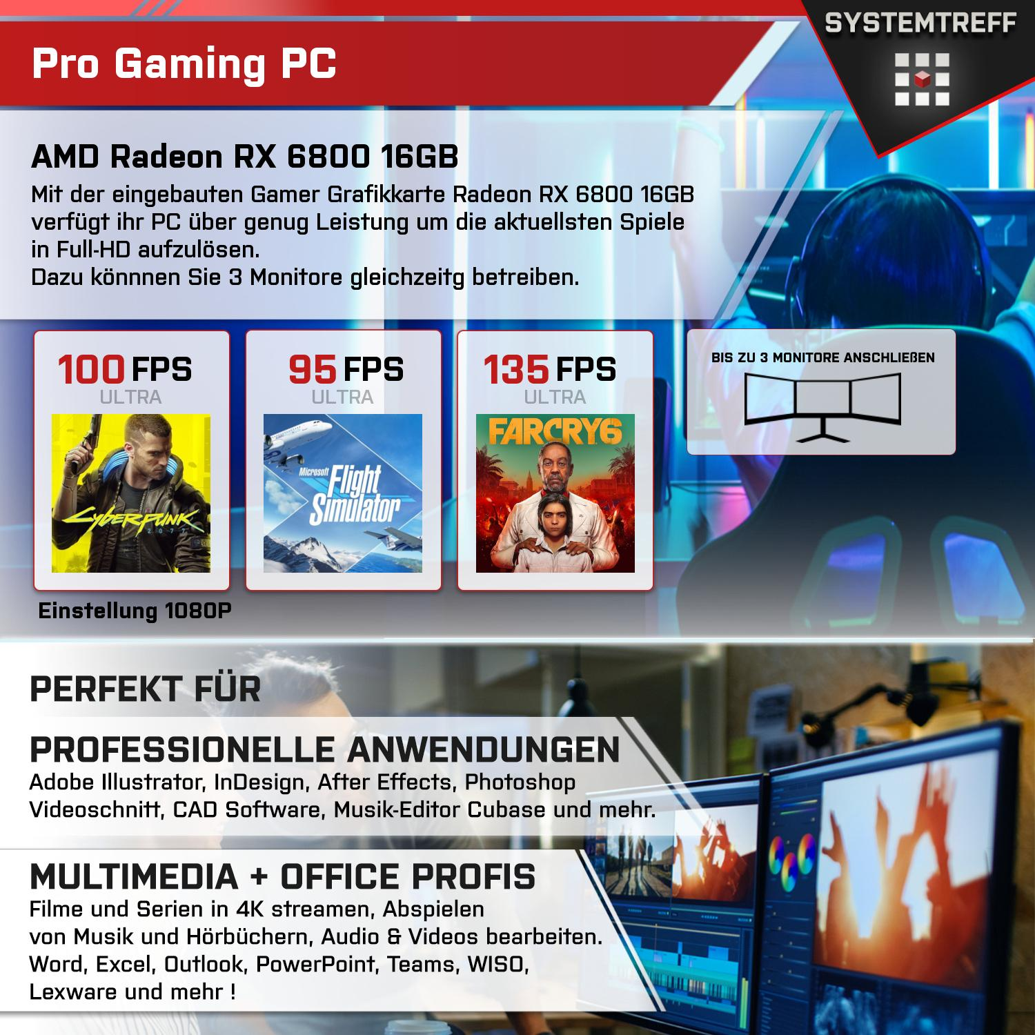 SYSTEMTREFF 9 RAM, Ryzen™ AMD Radeon™ 11 GB AMD Gaming 32 mit 9 Ryzen 6800 PC Gaming 1000 AMD RX mSSD, GB Windows 7900X, High-End Pro, Prozessor,