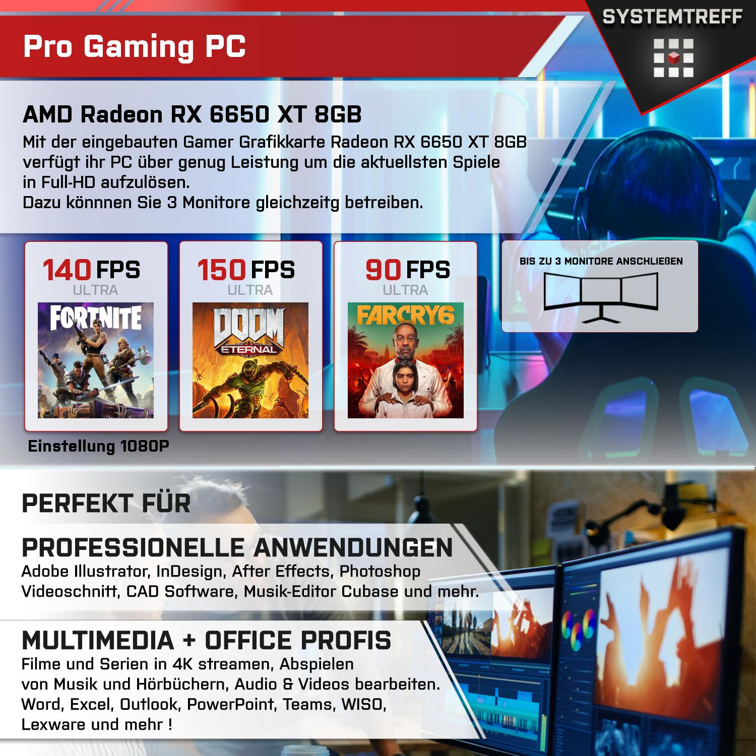 mSSD, PC 7600X GB 512 Radeon Prozessor, Ryzen 7600X, 8 RX GB 8GB GB Komplett Gaming AMD 6650 GDDR6, Komplett XT 32 SYSTEMTREFF AMD mit 5 RAM,