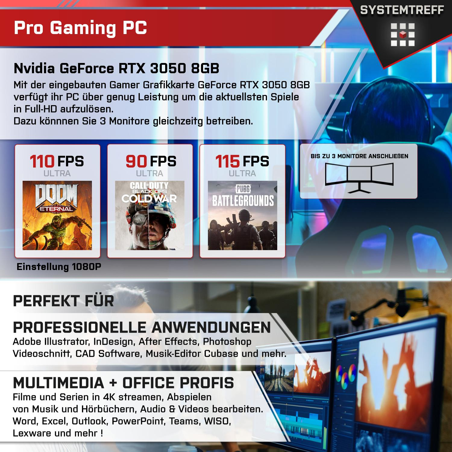 SYSTEMTREFF Gaming Intel Core i5-12600K, mSSD, Intel® 512 mit 11 3050 Prozessor, Gaming GeForce NVIDIA Pro, RAM, Core™ GB RTX™ 16 i5 Windows GB PC