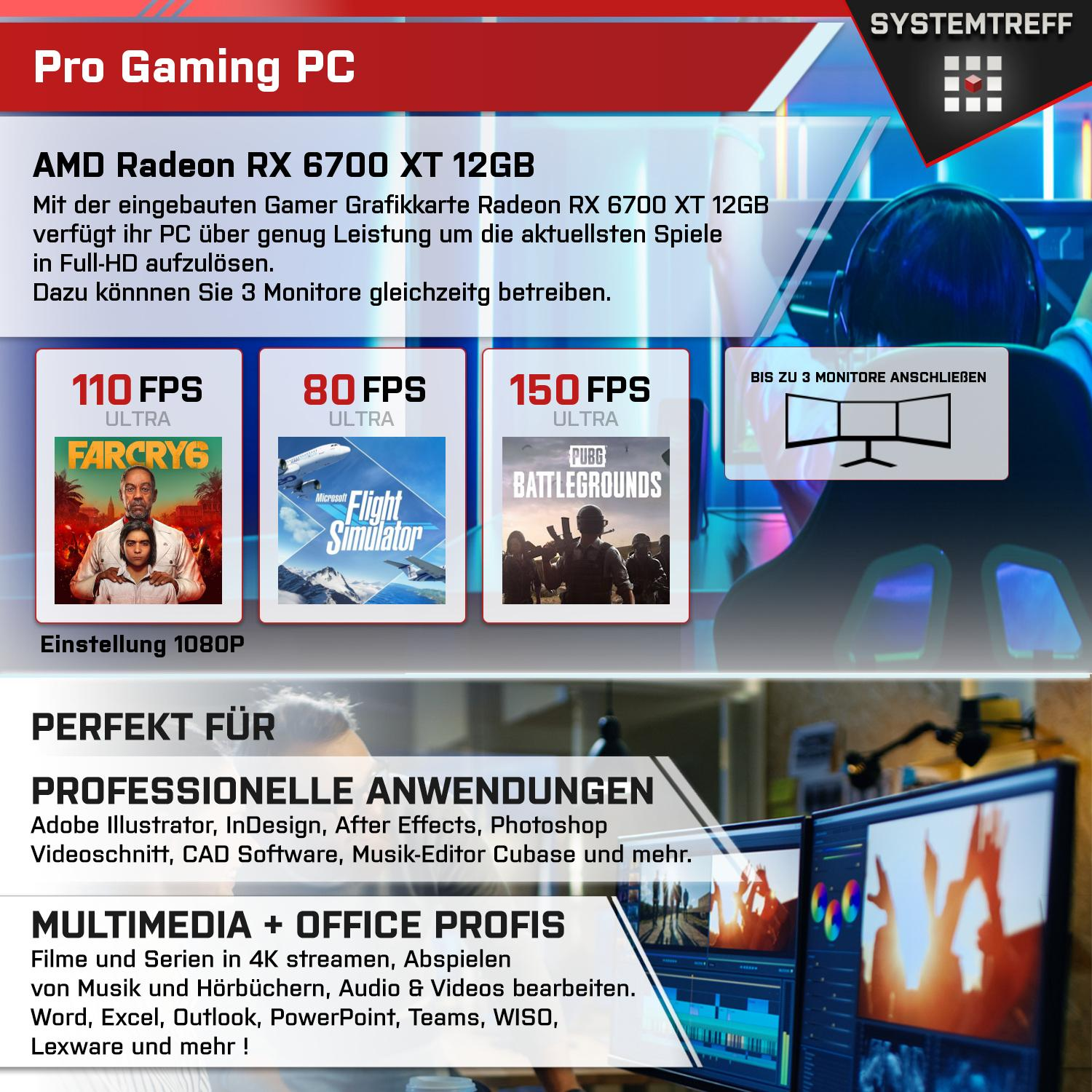 SYSTEMTREFF Gaming Komplett Core AMD PC GB mit Intel 32 6700 mSSD, 1000 GB XT i7-12700KF Prozessor, Radeon GDDR6, 12GB RX 12 i7-12700KF, RAM, Komplett GB