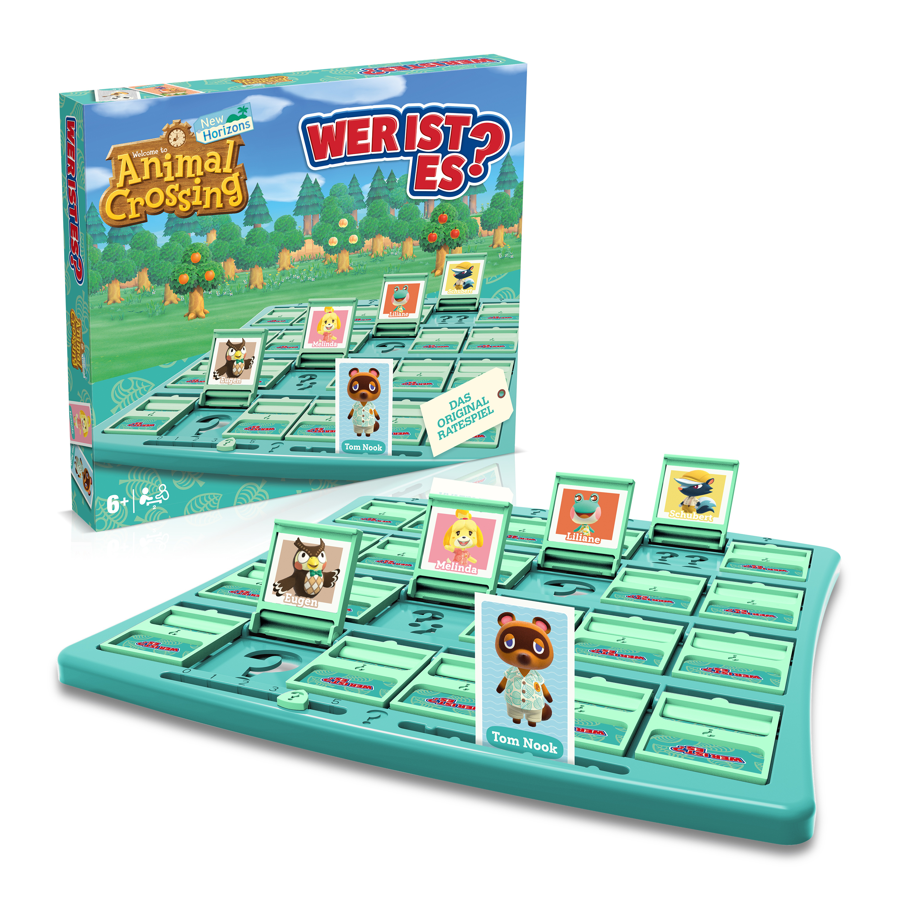 Animal Crossing Brettspiel mit Spielsteinen und sichtbarer Box.