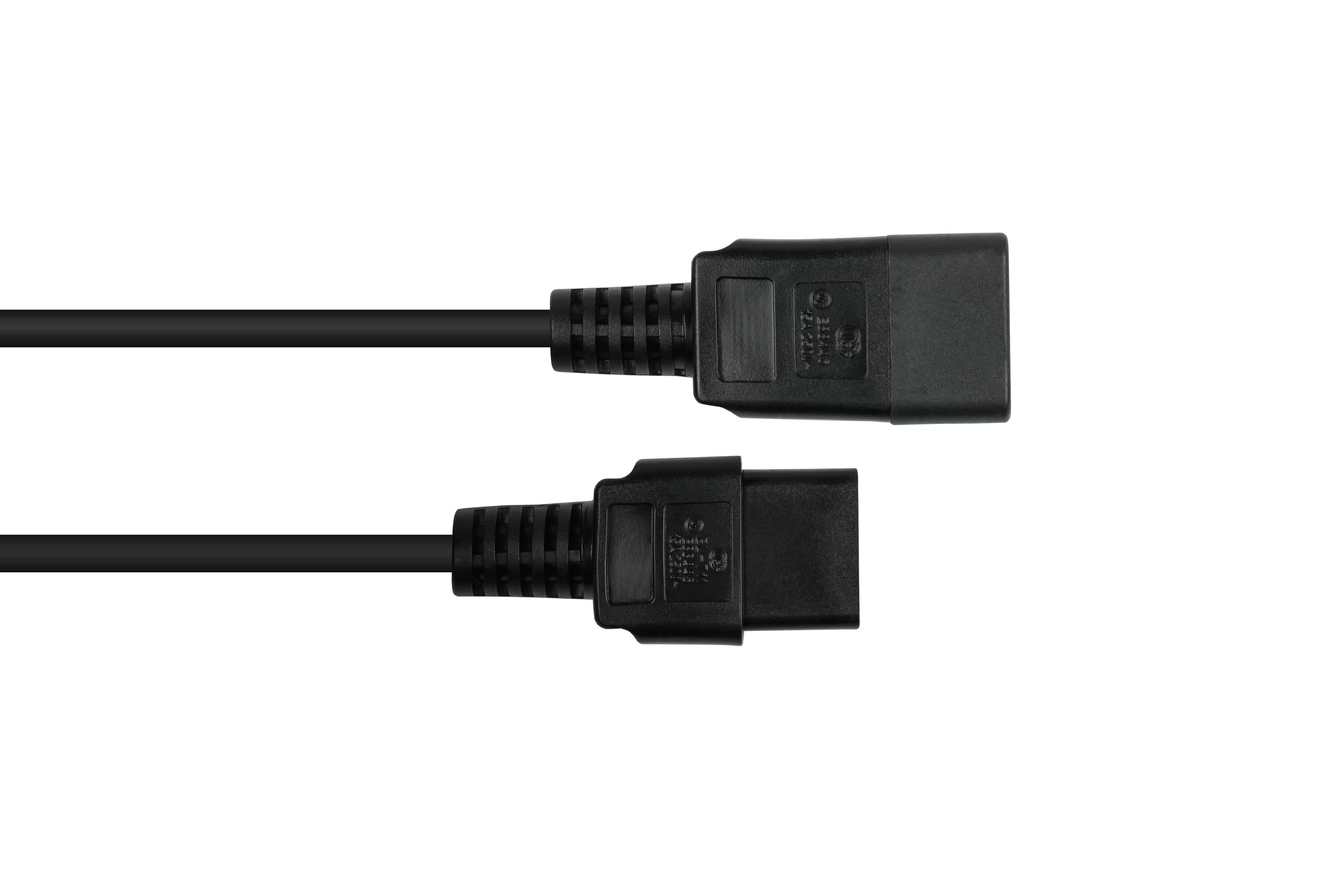 Zwei schwarze Stromkabel mit schwarzen Steckern auf weißem Hintergrund. Die Stecker sind nah dran.