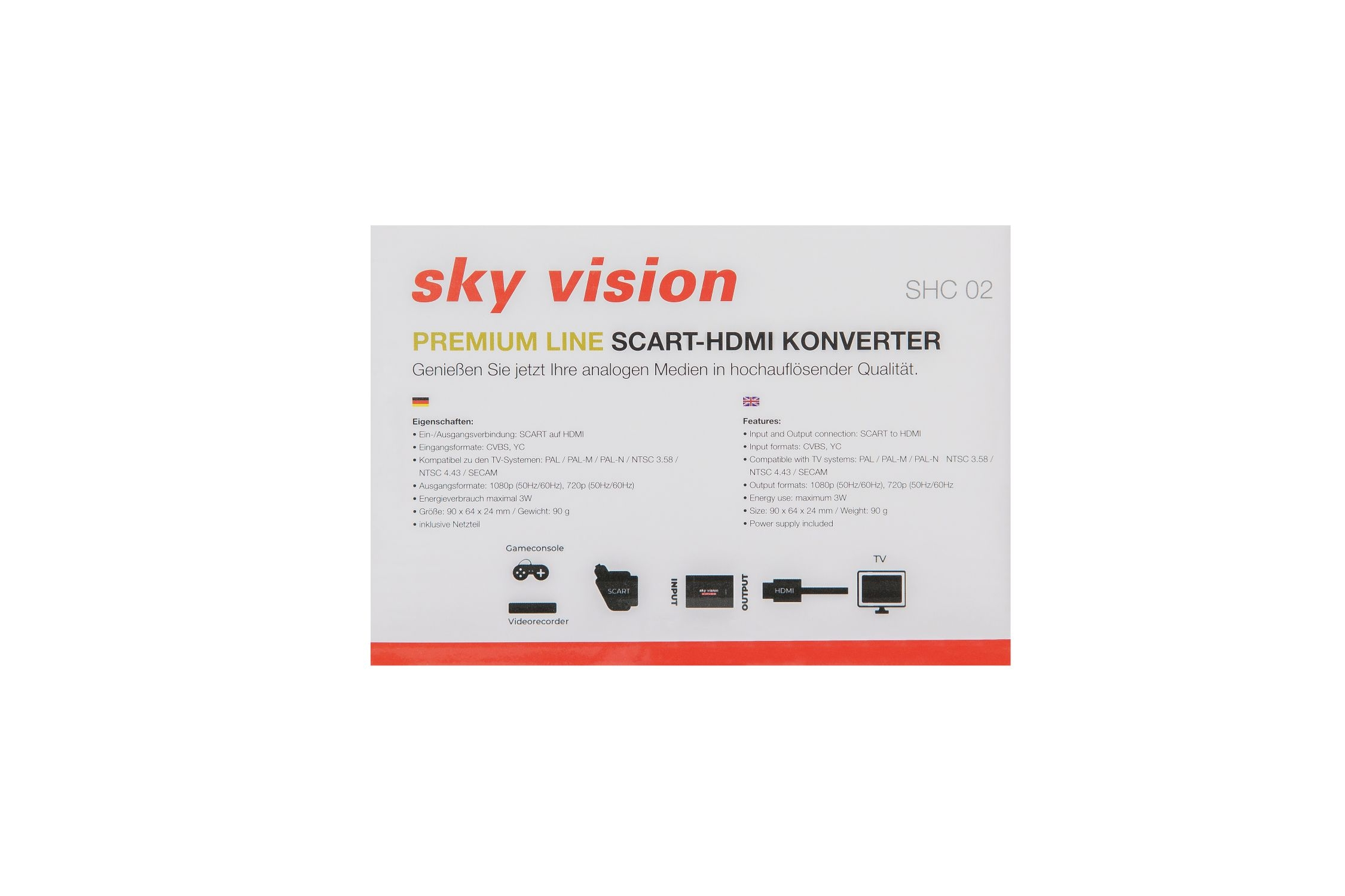 Scart schwarz SKY zu HDMI-Konverter, VISION V1115
