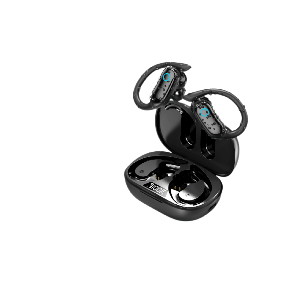 IPX7 Sportkopfhörer Ohrhaken mit Kopfhörer schwarz Kabelloser wasserdicht, In-ear INF