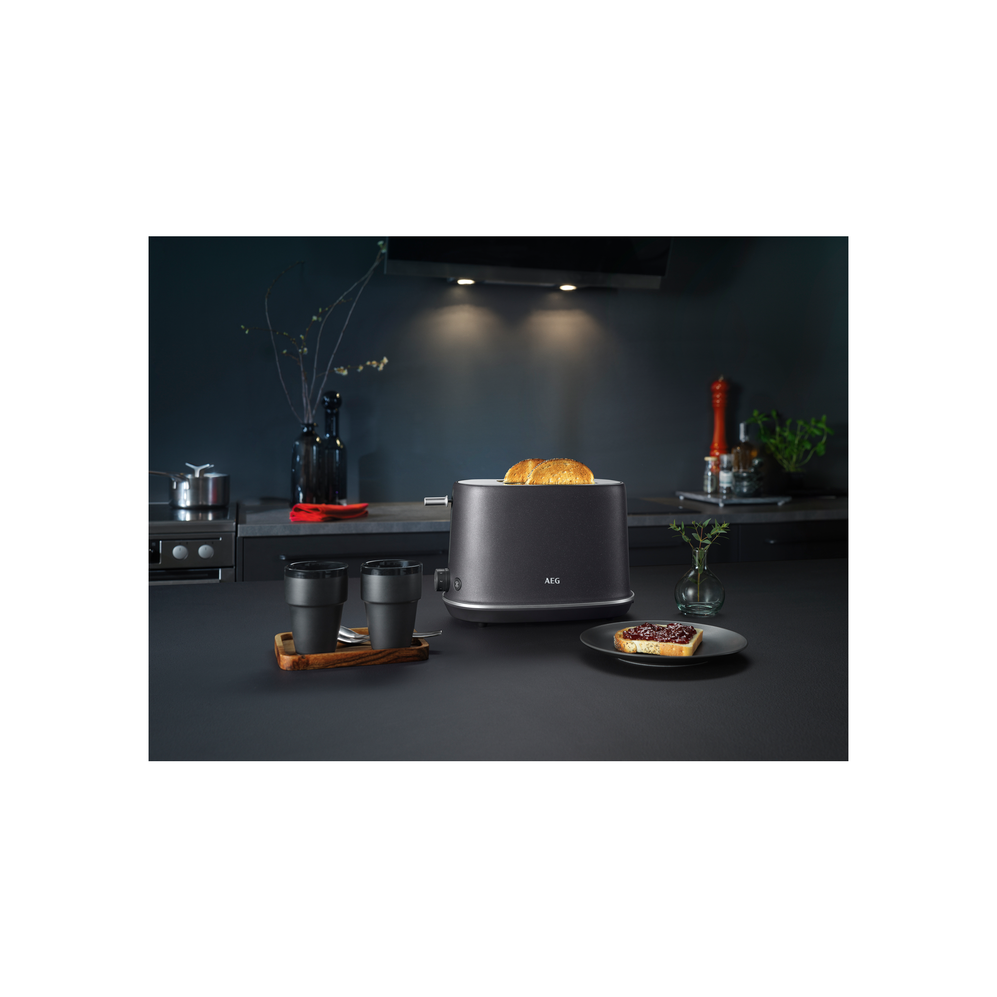 AEG Toaster 2) Toaster T7-1-6BP Watt, Schlitze: Gourmet Schwarz 7 (980 Black Pearl