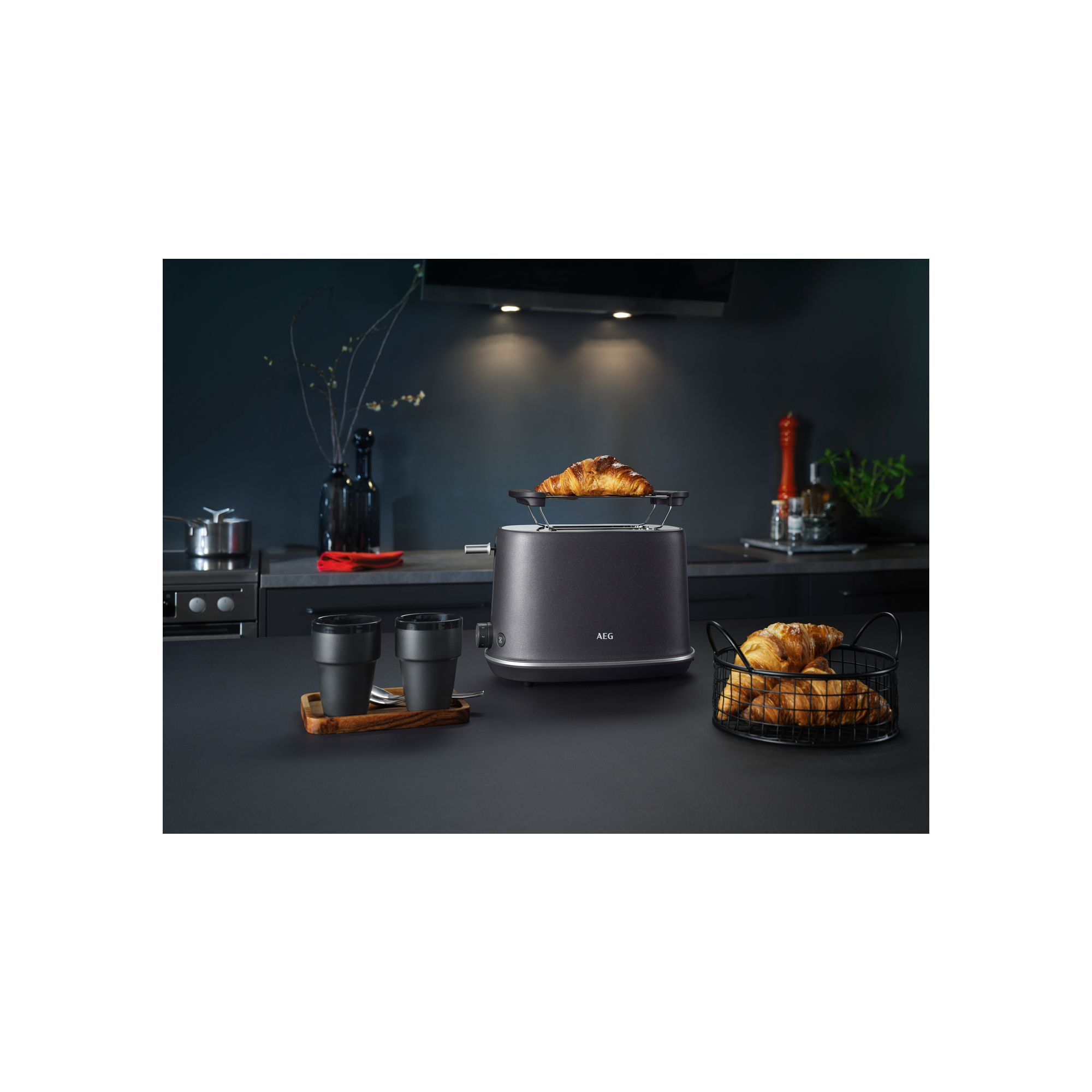 Schlitze: Toaster Schwarz 7 T7-1-6BP AEG Toaster 2) Black Gourmet (980 Pearl Watt,
