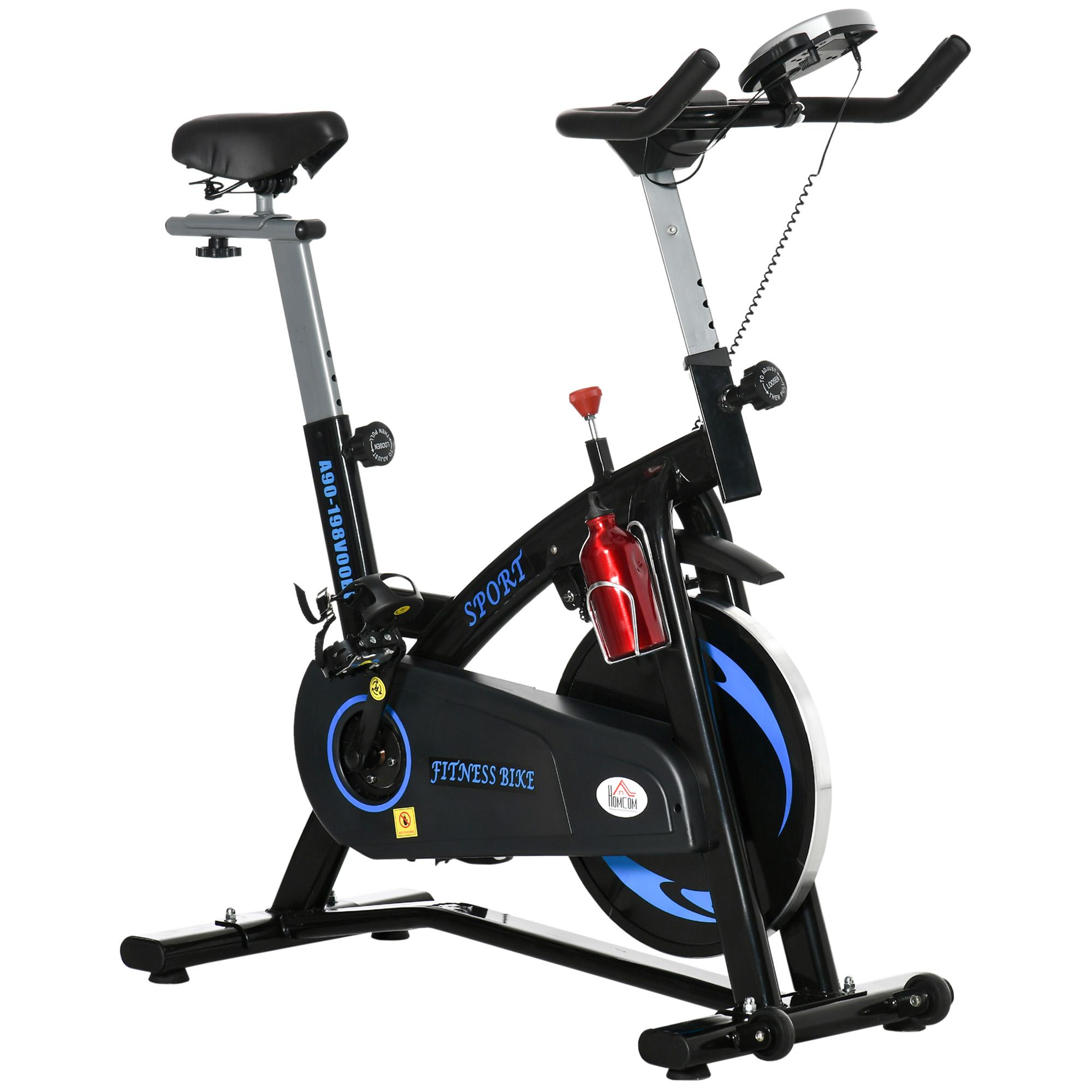 Bicicleta estática - HOMCOM inercia 10 kg, pantalla LCD