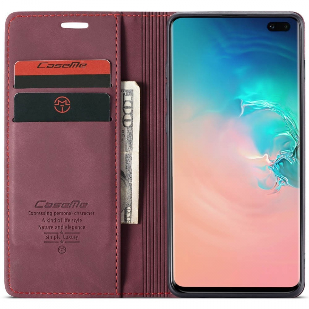 Plus, CASEME Smart, Samsung, S10 Galaxy Bookcover, Weinrot