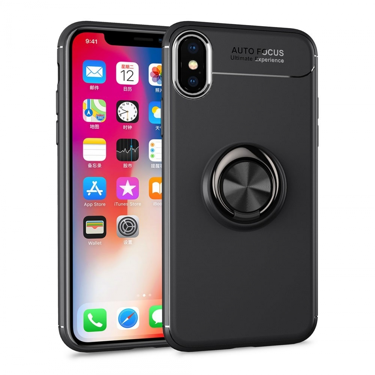 CASEONLINE Ring, Backcover, Apple, XS Max, Schwarz