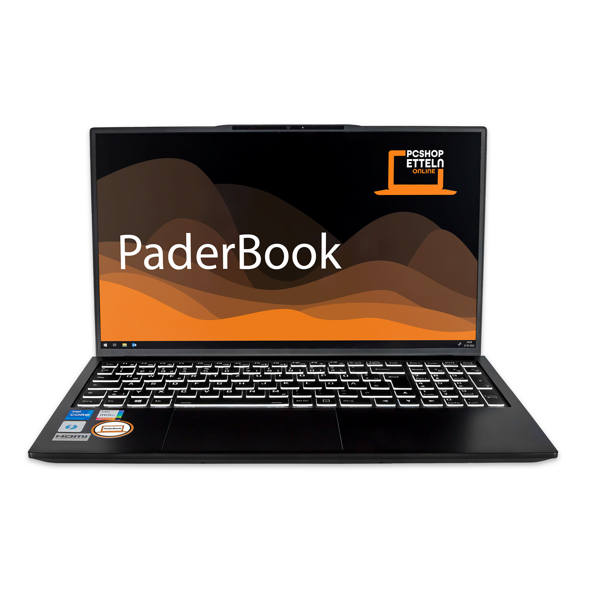 PADERBOOK Plus i75, fertig Display, installiert 500 SSD, 32 GB aktiviert, 15,6 Office Notebook Pro, GB und mit 2021 RAM, Zoll Schwarz