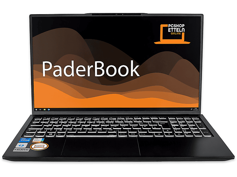 PADERBOOK Plus i75, fertig installiert und aktiviert, Notebook mit 15,6 Zoll Display, 8 GB RAM, 1000 GB SSD, Schwarz