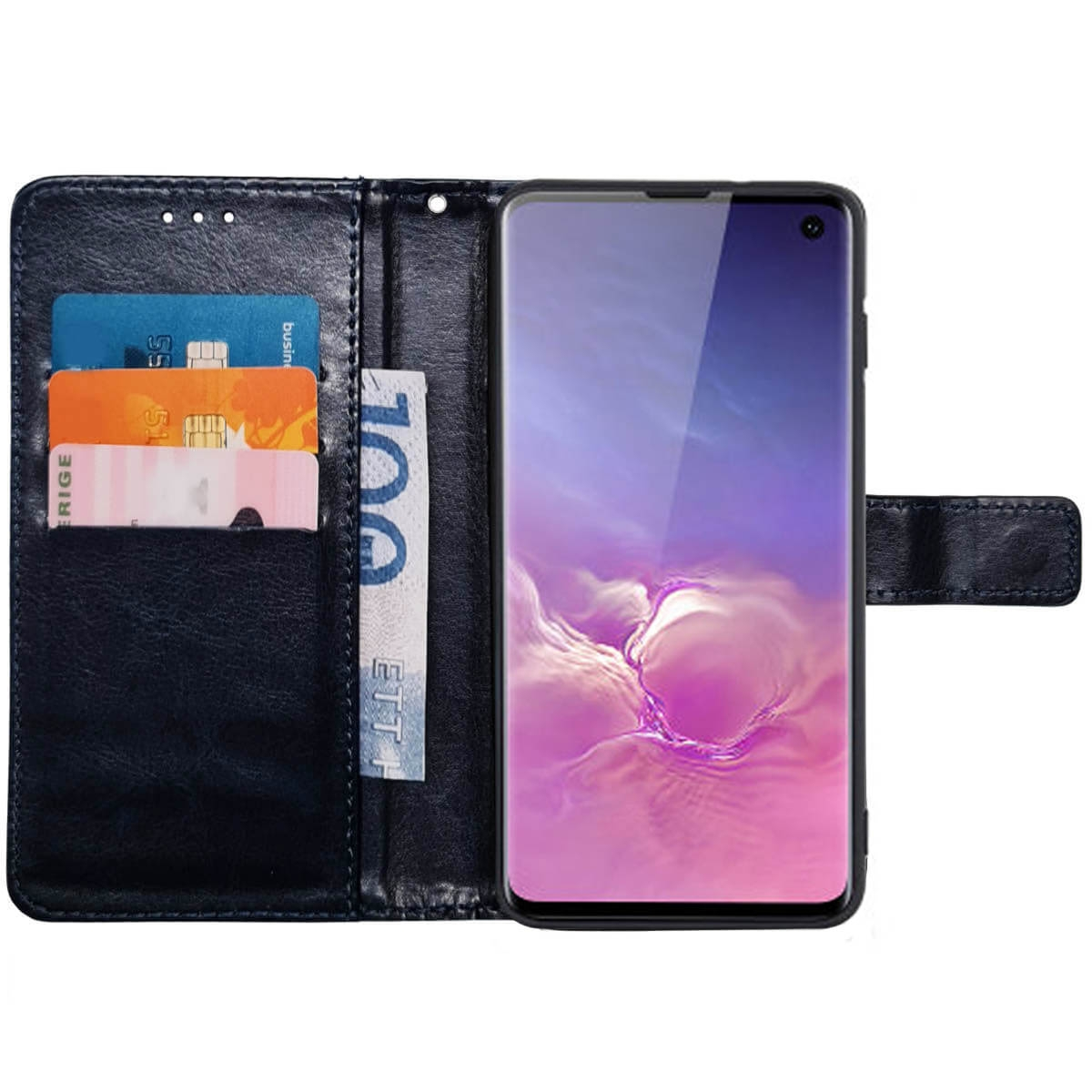 CASEONLINE Galaxy Bookcover, (SM-G973F), S10 Dunkelblau Klappbare, Samsung,