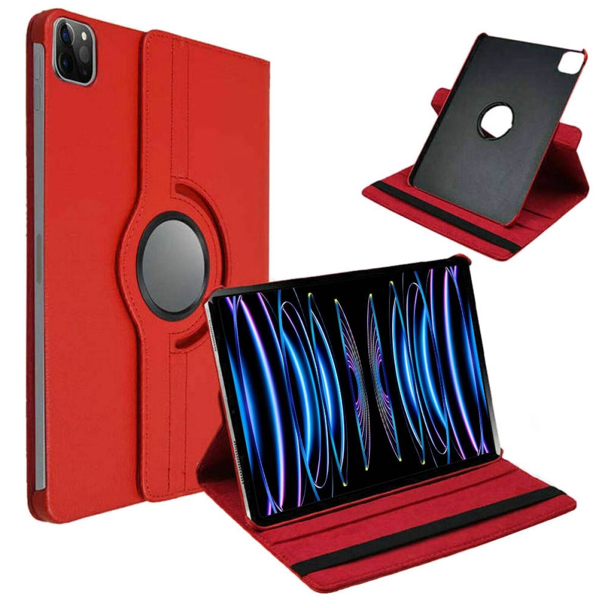 CASEONLINE 360 Cover Synthetic Apple für Leather, Drehbar Rot Full Tablethülle