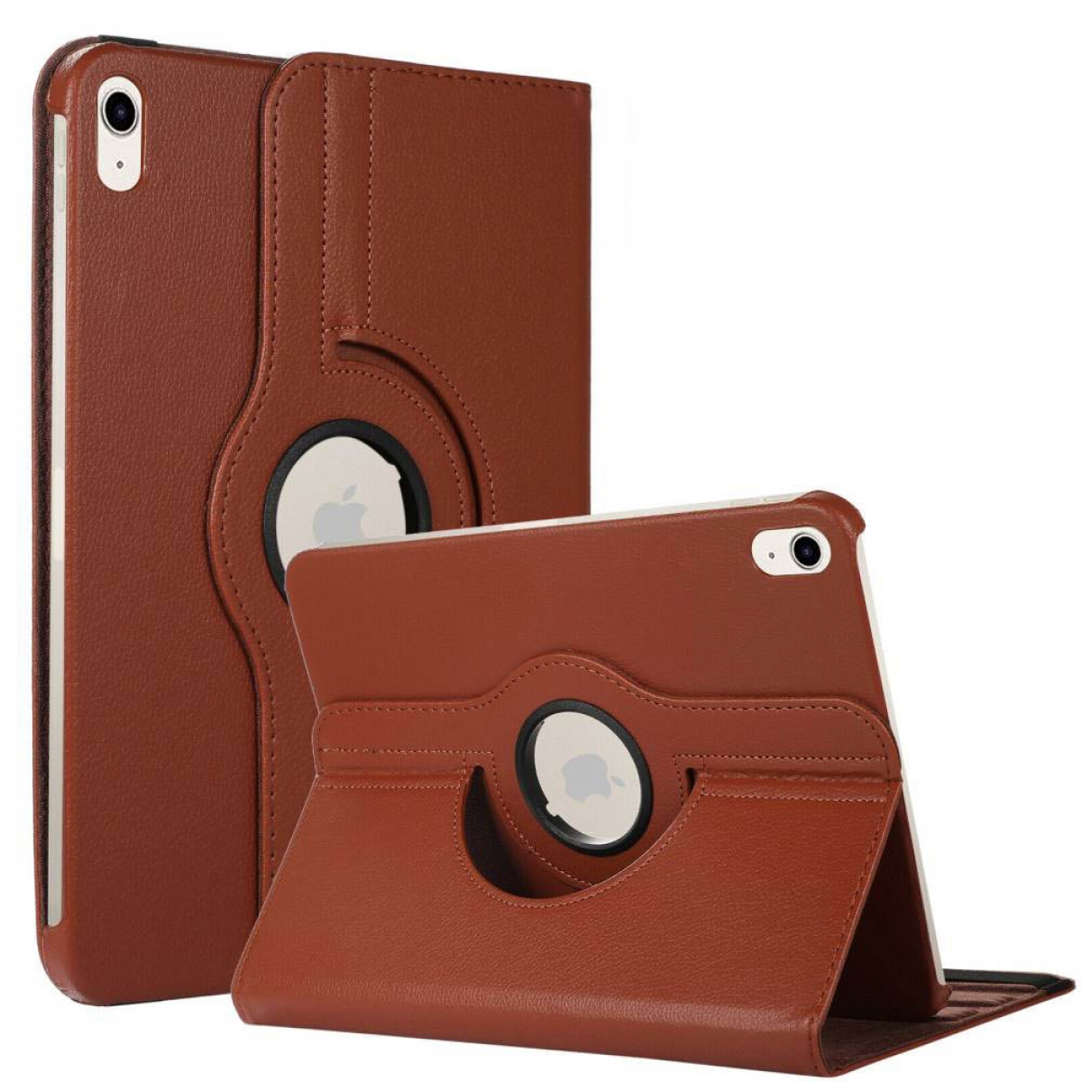 CASEONLINE 360 Cover Synthetic Apple Tablethülle für Full Drehbar Braun Leather