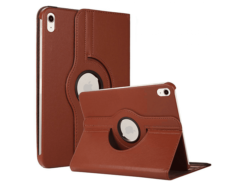 CASEONLINE 360 Drehbar Tablethülle Full Cover für Apple Synthetic Leather, Braun