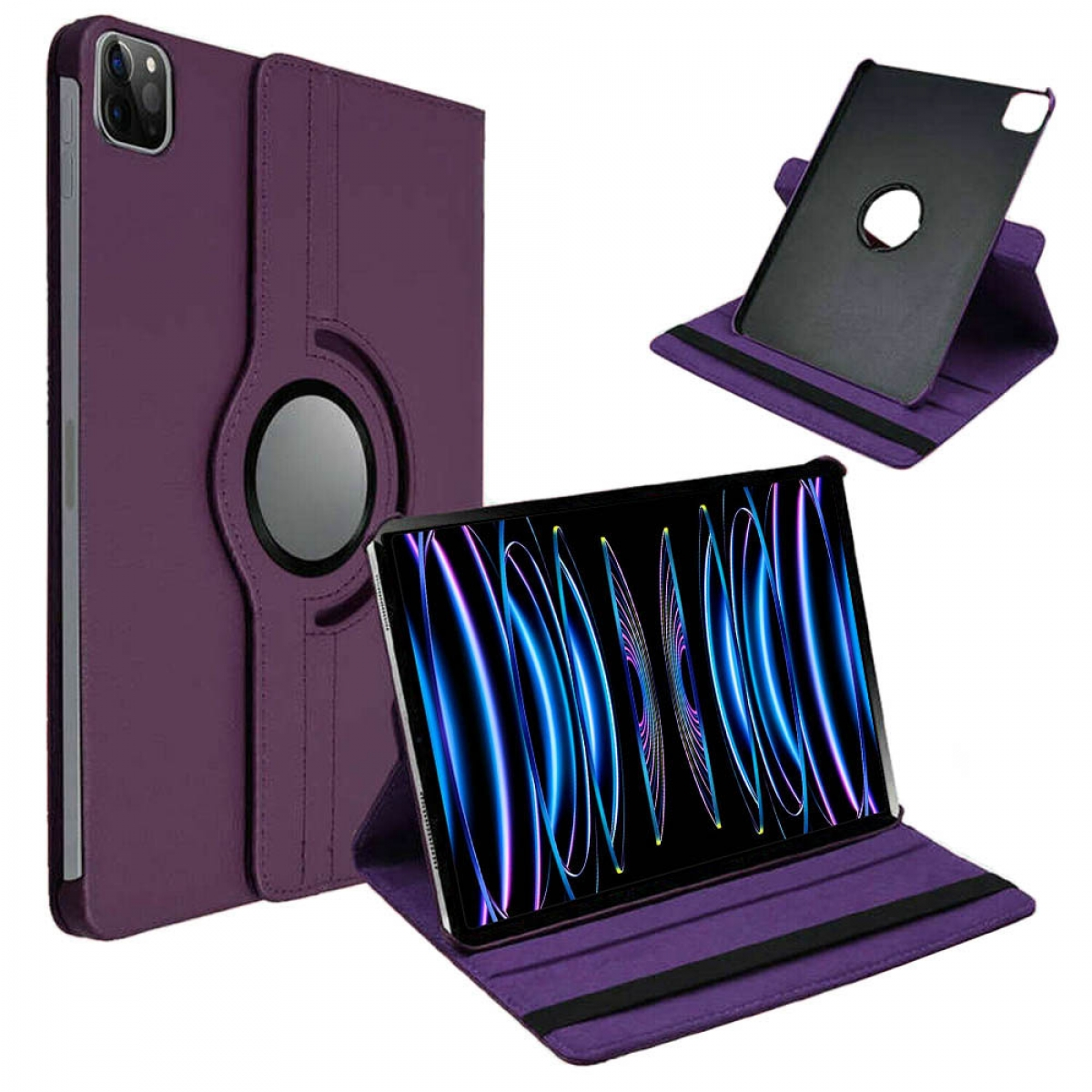 Violett Synthetic 360 CASEONLINE Leather, für Tablethülle Full Drehbar Apple Cover